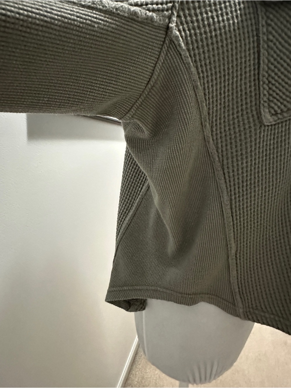 Aerie - Waffle Knit Button-Up Shirt Jacket in Olive - Picture 3 of 14